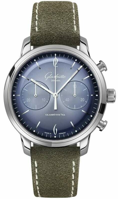 Glashutte Original Sixties Chronograph Automatic Blue Dial Men's Watch 1-39-34-04-22-04