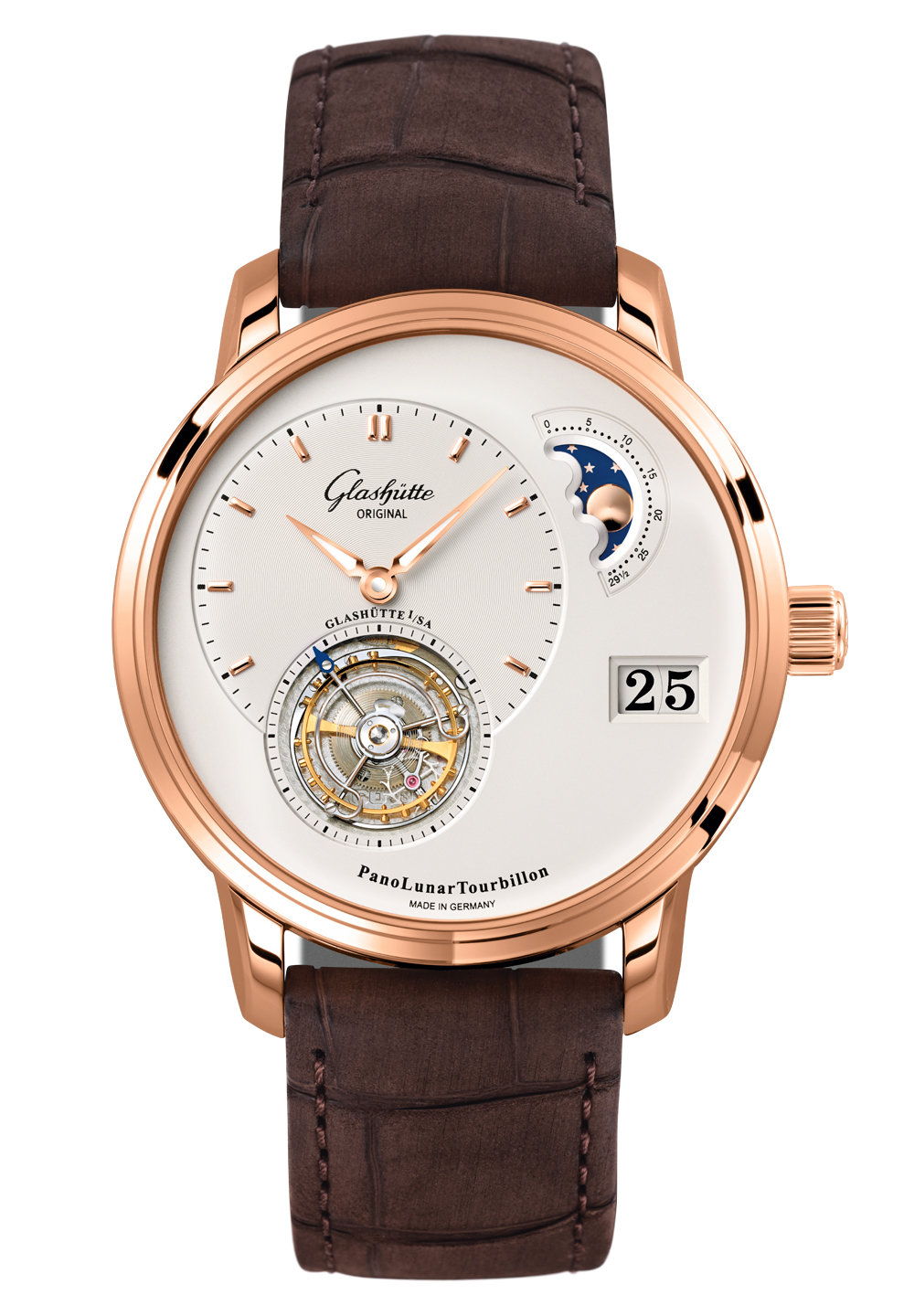 Glashutte PanoLunar Tourbillon Automatic Silver Dial Men's Watch 1-93-02-05-05-05
