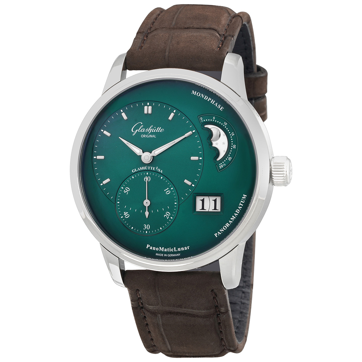 Glashutte PanoMaticLunar Automatic Green Dial Men's Watch 1-90-02-13-32-02