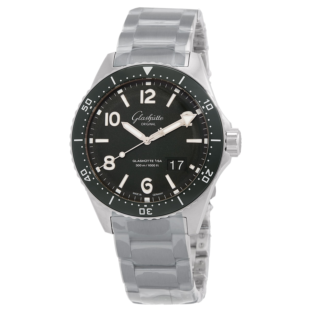 Glashutte SeaQ Panorama 43.2mm Automatic Green Dial Men's Watch 1-36-13-07-83-70