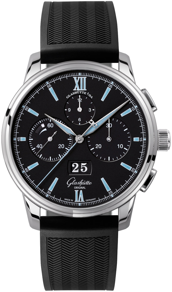 Glashutte Senator Chronograph Panorama Date Automatic Black Dial Men's Watch 1-37-01-03-02-33