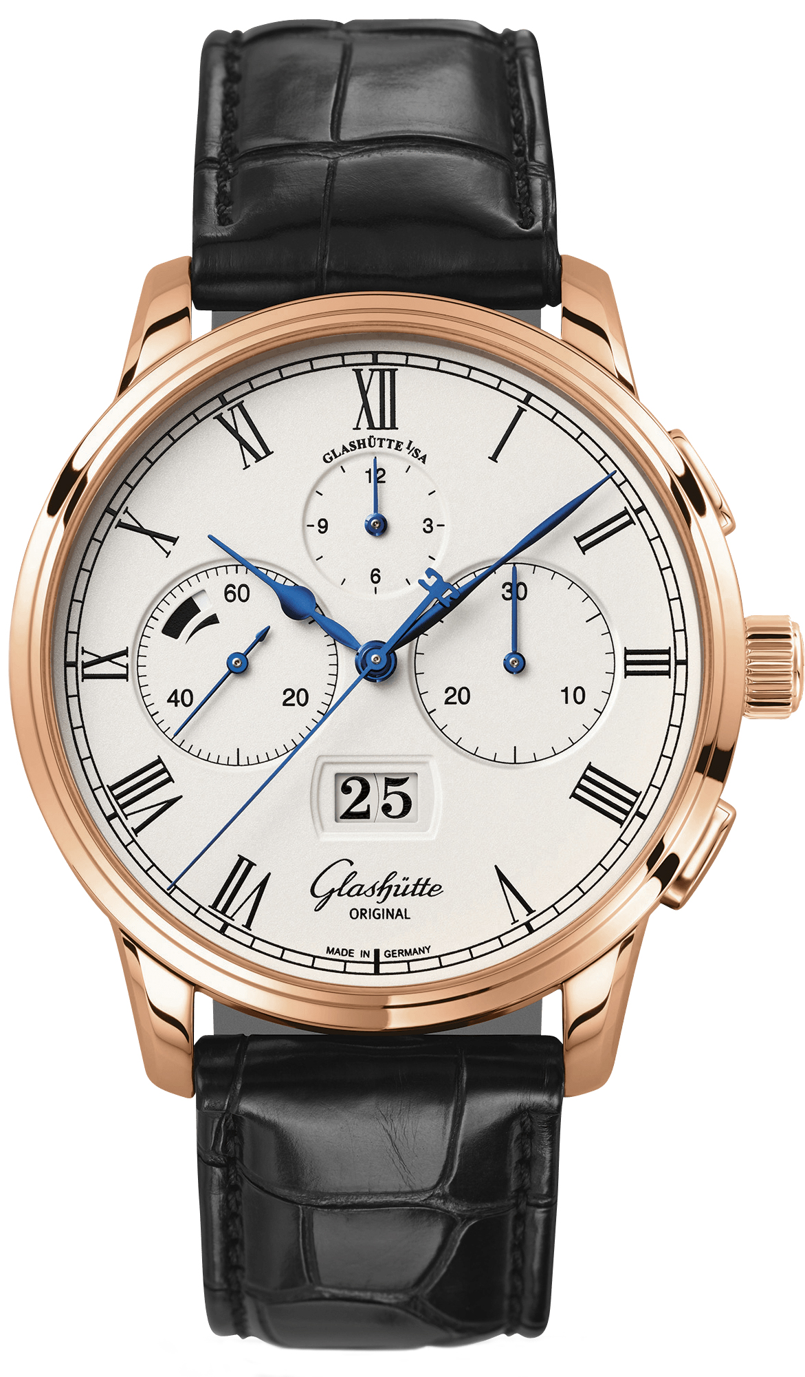 Glashutte Senator Chronograph Panorama Date Automatic Silver Dial Men's Watch 1-37-01-01-05-30