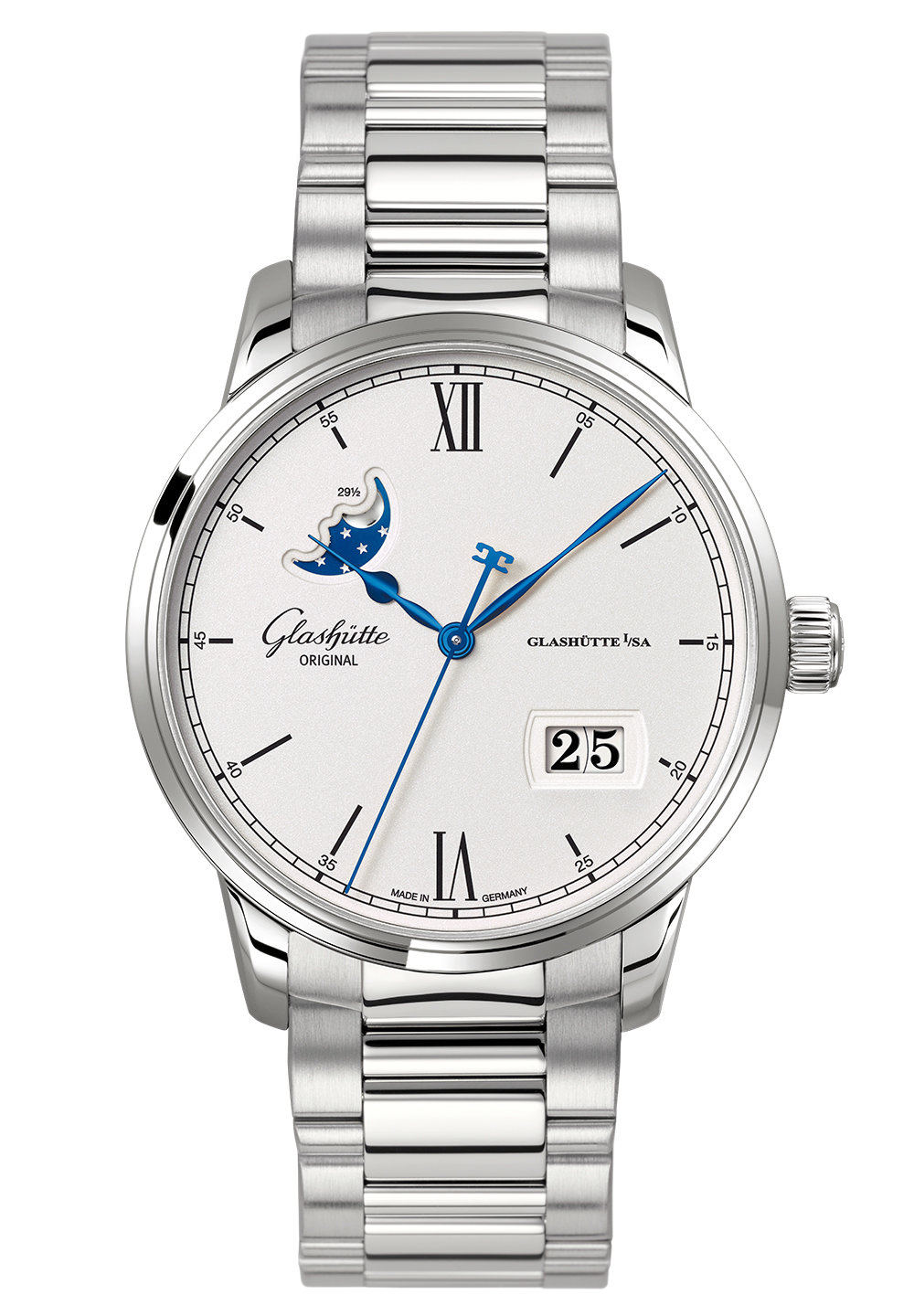 Glashutte Senator Excellence Panorama Date Moonphase Automatic Silver Dial Men's Watch 1-36-04-01-02-70