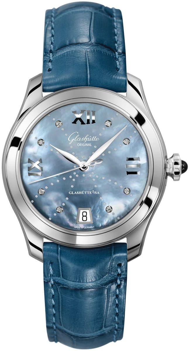 Glashutte Serenade Blue Mother Of Pearl Dial Ladies Watch 39-22-11-02-44