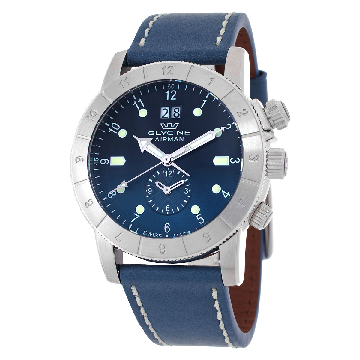 Glycine Airman Contemporary GMT Quartz Blue Dial Men's Watch GL0151  7640166251514 - Watches, Airman - Jomashop