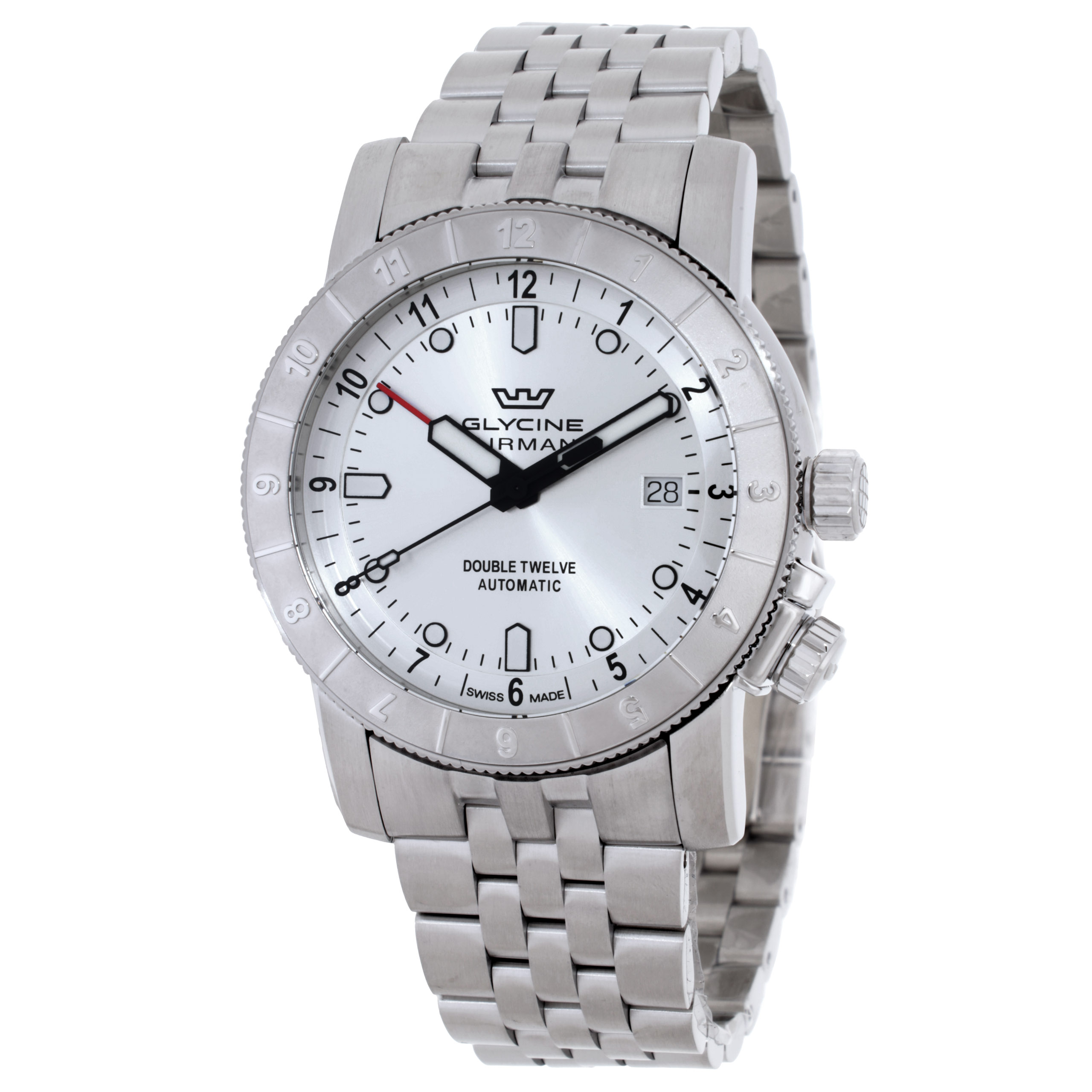 Glycine Airman Double Twelve Automatic Silver Dial Men's Watch