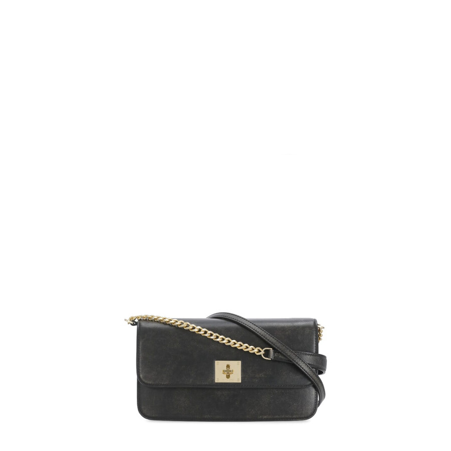Golden Goose Gioia Shoulder Bag In Black Leather In Black