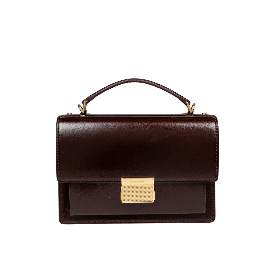Golden Goose Venezia Leather Handbag Dark Brown Color In Brown