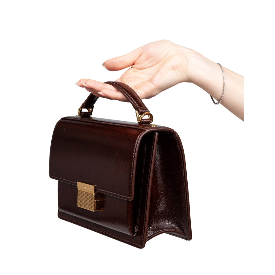 Golden Goose Venezia Leather Handbag Dark Brown Color In Brown