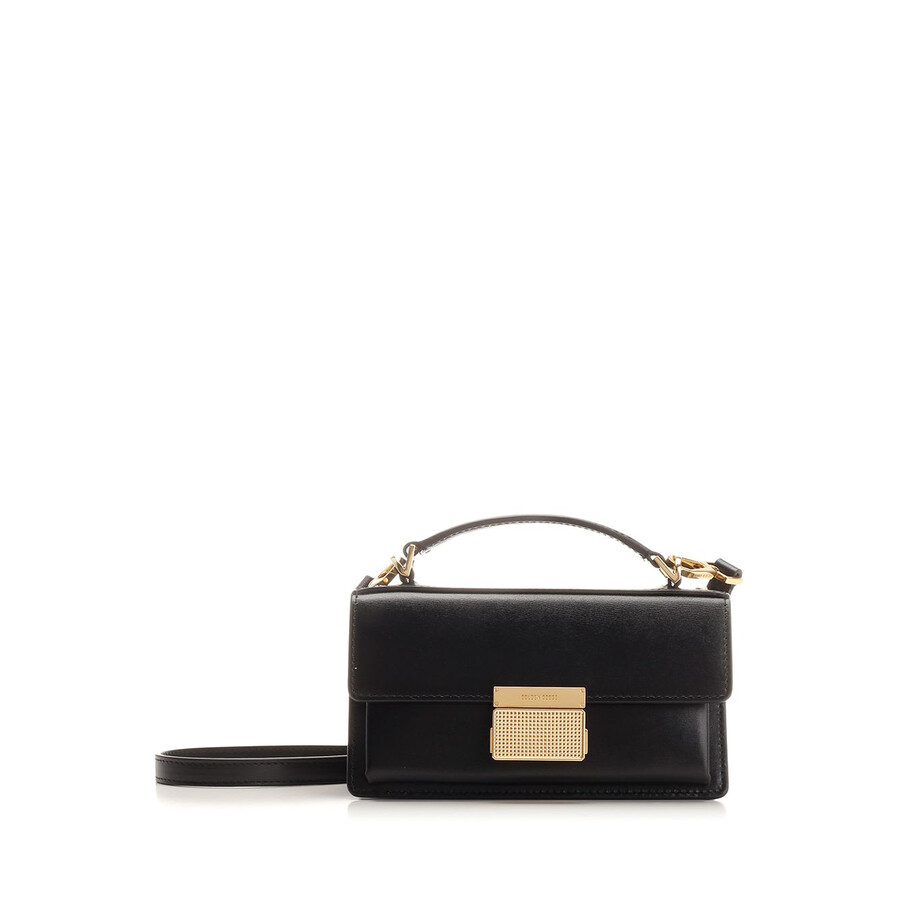 Golden Goose Venice Small Bag In Black Palmellate Leather And Gold Details In Black