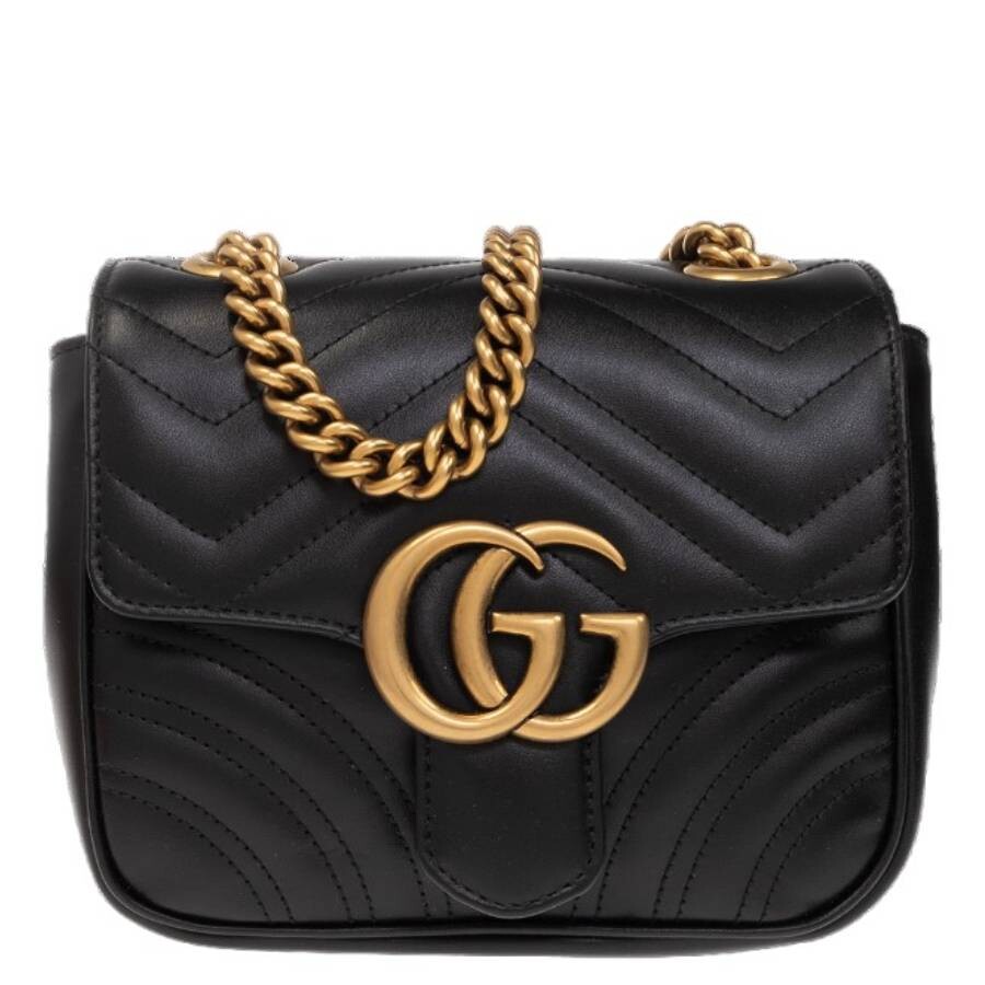 Gucci Black Gg Marmont Mini Shoulder Bag In Black
