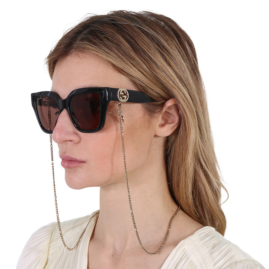 Gucci Brown Cat Eye Ladies Sunglasses Gg1023s 005 54 In Black / Brown
