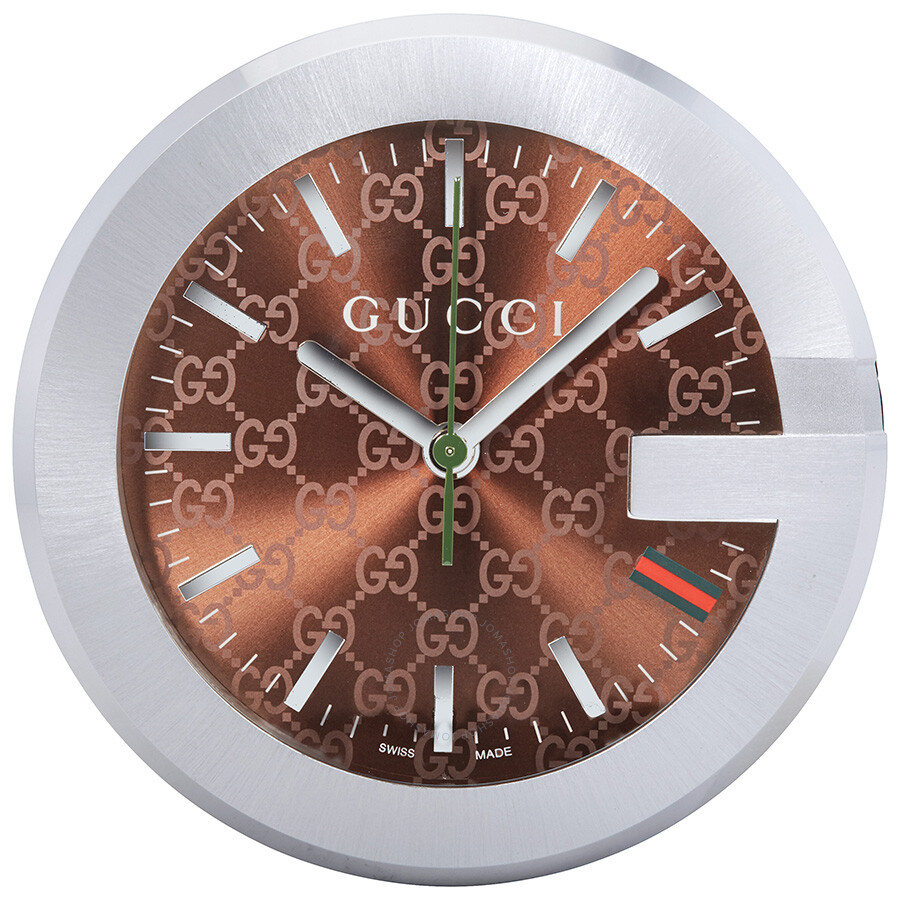 Gucci Brown Gg Pattern Dial Table Clock Yc210007