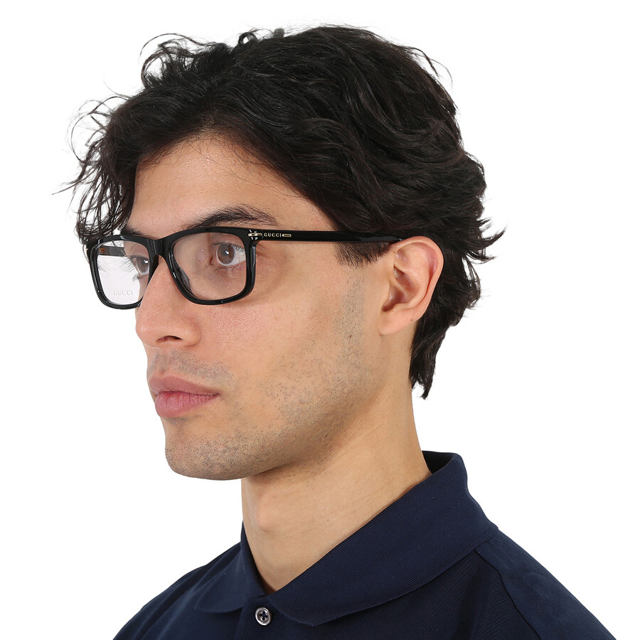 Gucci Demo Rectangular Men's Eyeglasses Gg1447o 001 57 In Black