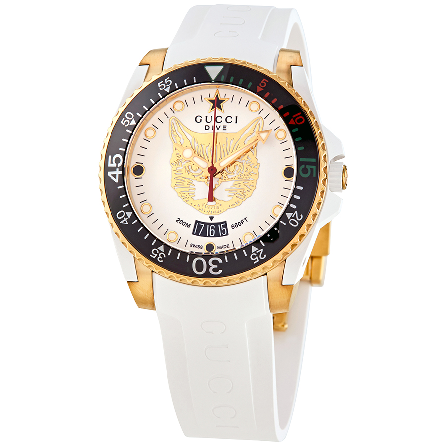 Gucci Dive Quartz White Dial Ladies Watch YA136322 731903466869