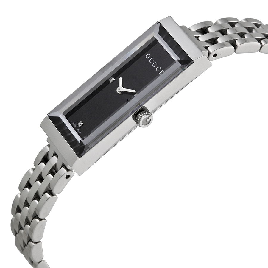 Gucci G Frame Quartz Diamonds Silver Dial Silver Steel Strap Watch For Women - YA142504