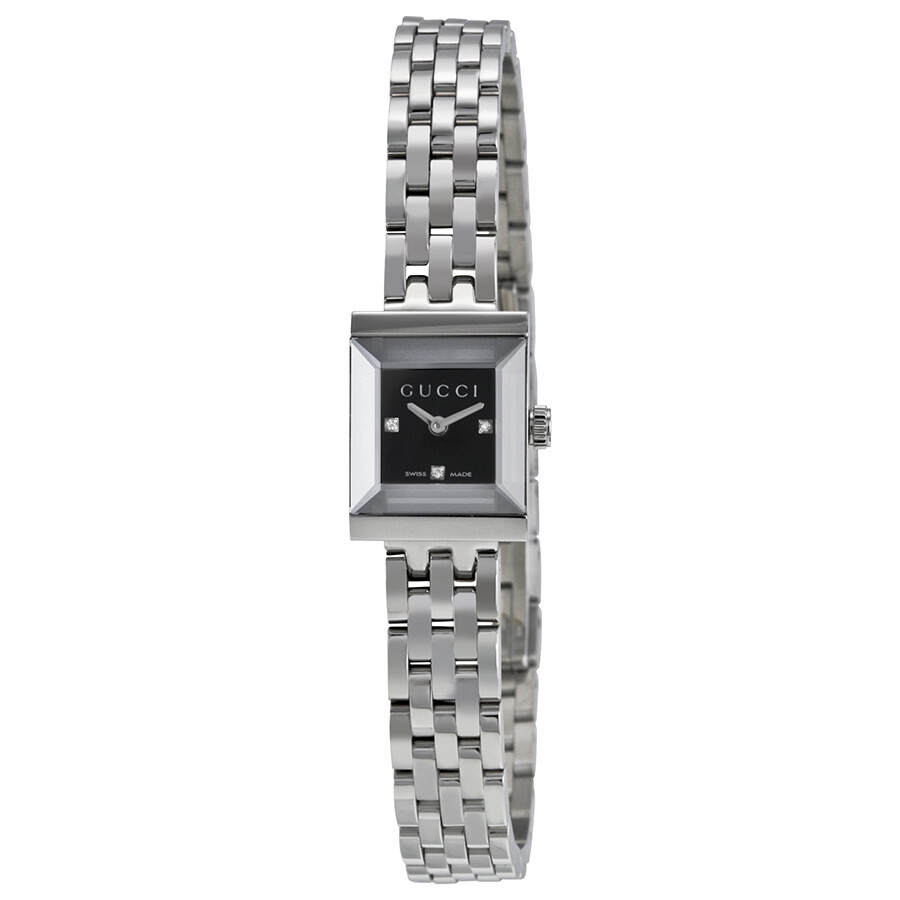 Shop Gucci G-frame Diamond Dial Ladies Watch Ya128507 In Black