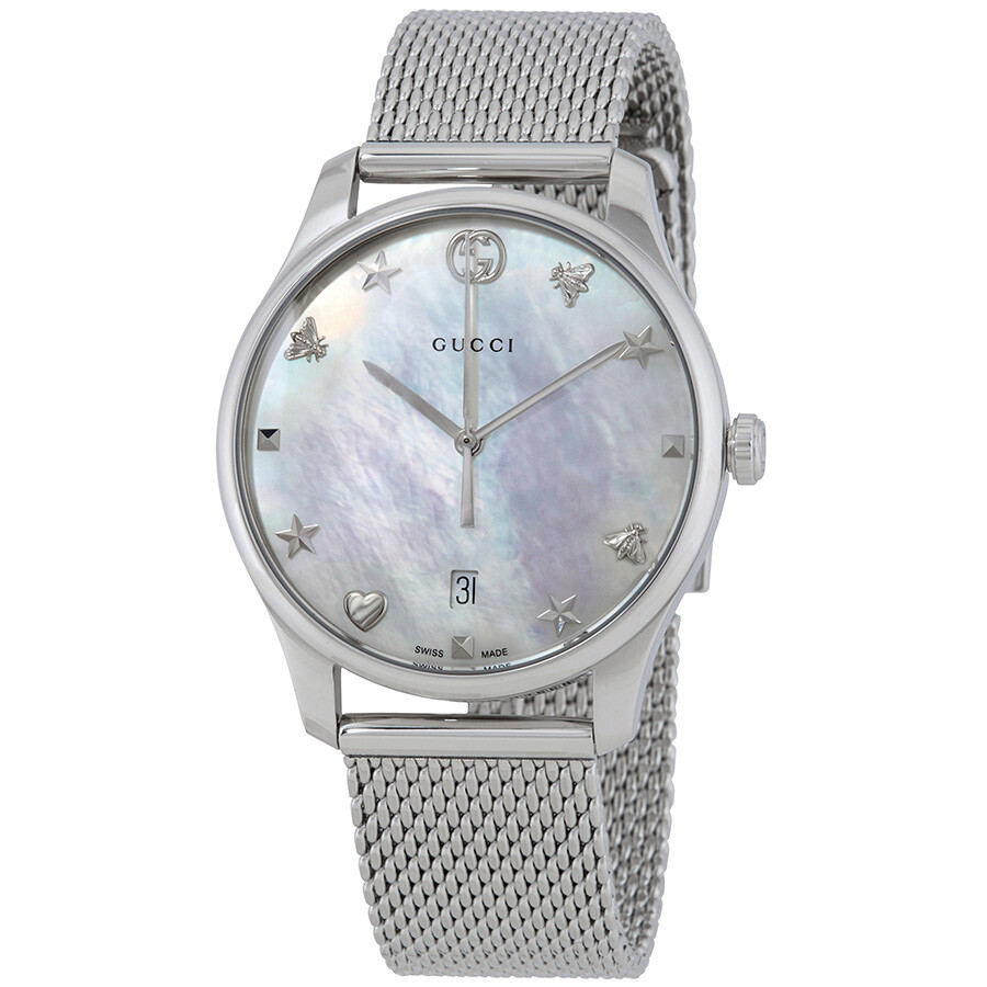 Gucci GTimeless Mother of Pearl Dial Ladies Mesh Watch YA1264040 GTimeless Gucci Watches Gucci GTimeless Mother of Pearl Dial Ladies Mesh Watch YA1264040 GTimeless Gucci Watches
