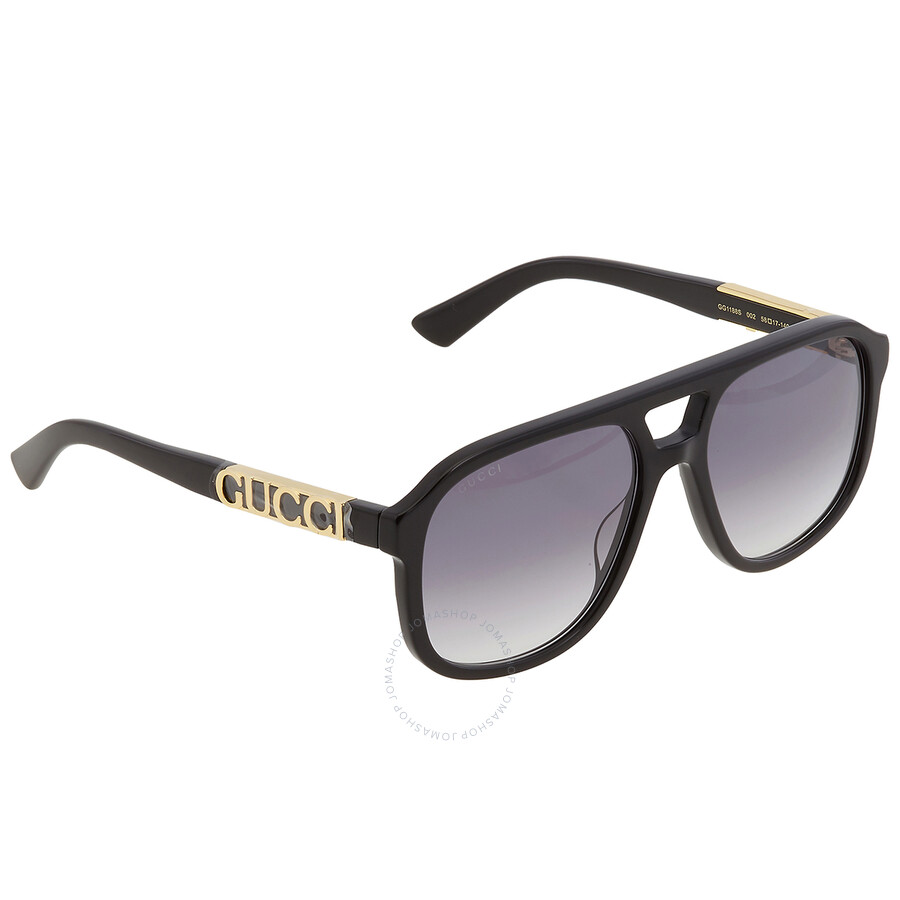 Gucci Gray Gradient Aviator Unisex Sunglasses Gg1188s-002 58 In Black / Gray