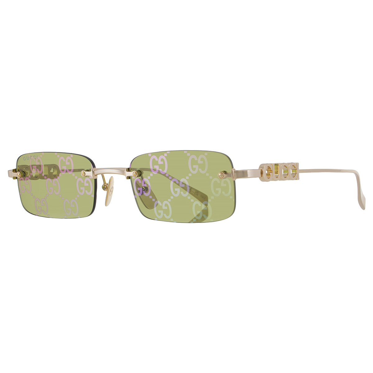 Gucci Green Logo Rectangular Men's Sunglasses GG1808S 002 52