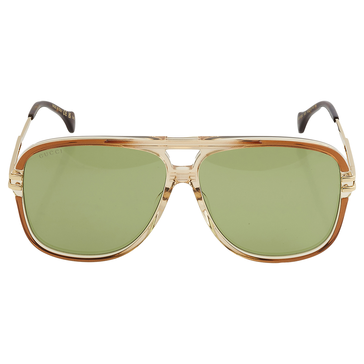 Gucci GG1105S 003 Sunglasses Brown Gold Green Pilot Unisex Gucci GG1105S 003 Sunglasses Men main image 4