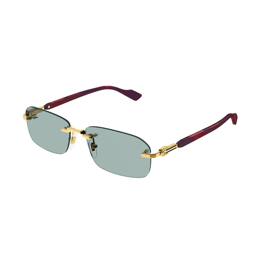 Green Rectangular Men's Sunglasses GG1221S 003 56