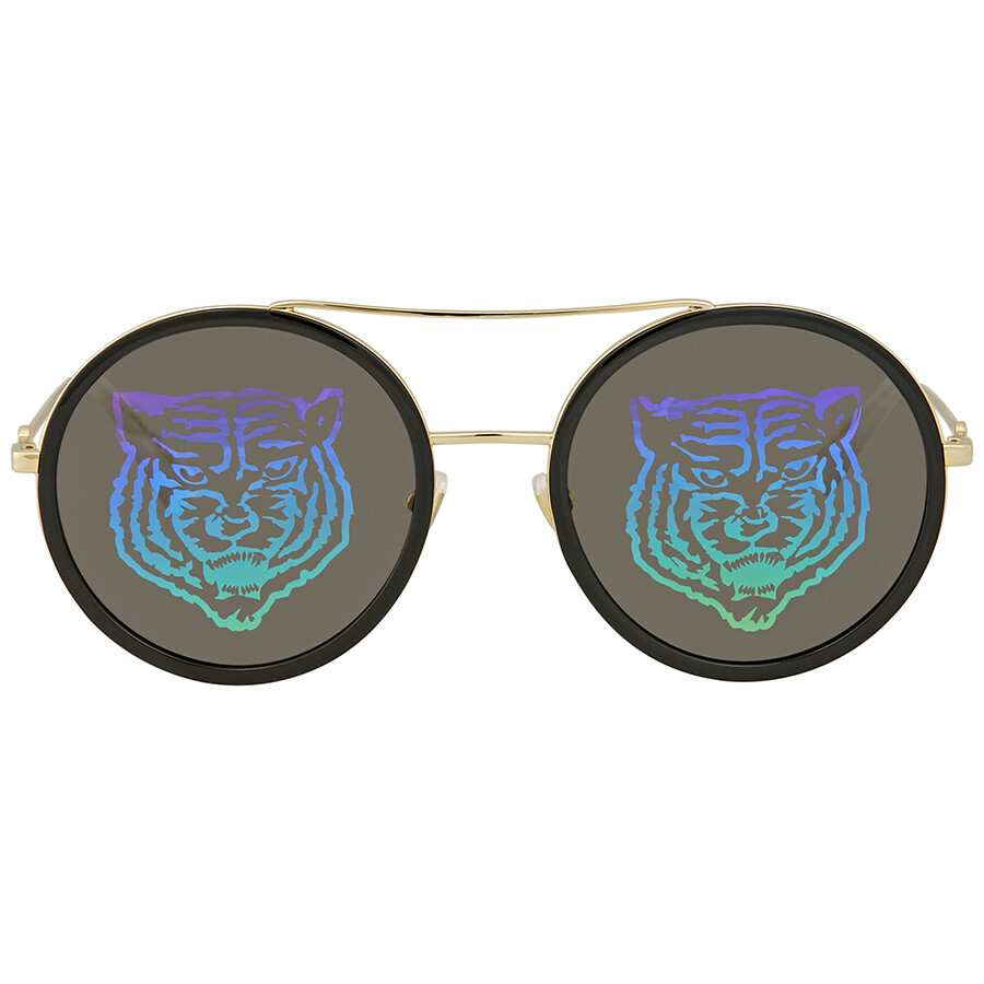 Gucci Green with Tiger Emblem Round Sunglasses GG0061S 014 56 Gucci