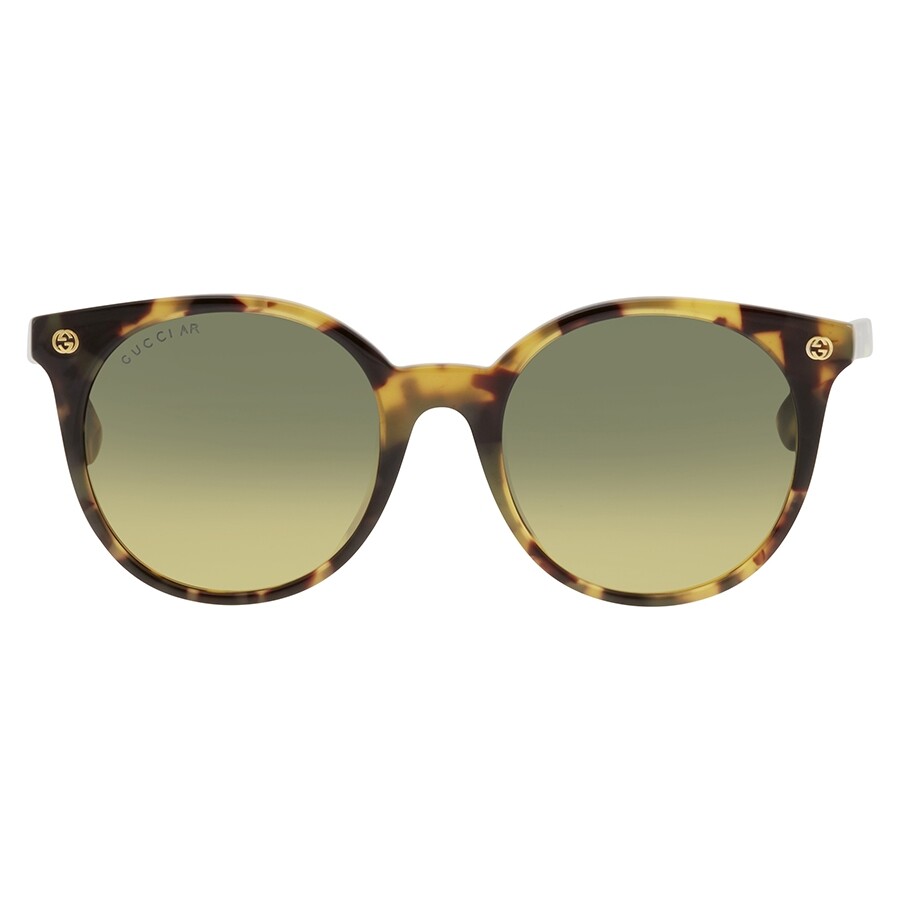 Gucci Green Yellow Shaded Round Ladies Sunglasses GG0091S 003 52