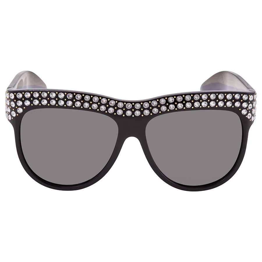 Gucci Grey Geometric Ladies Sunglasses GG0147S 001 56 Gucci