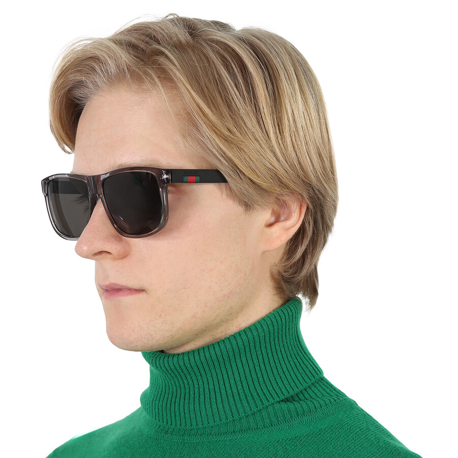 Gucci Grey Rectangular Polarized Men's Sunglasses Gg0010s 004 58