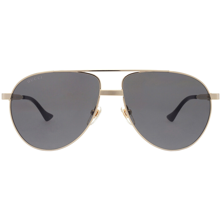 Shop Gucci Grey Smoke Pilot Men's Sunglasses Gg1440s 001 59 In Gold / Grey