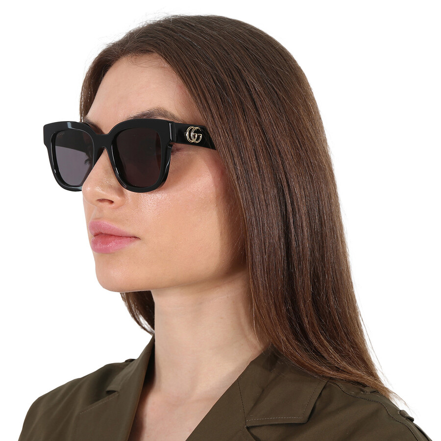 Gucci Grey Square Ladies Sunglasses Gg0998s 001 52 In Grey