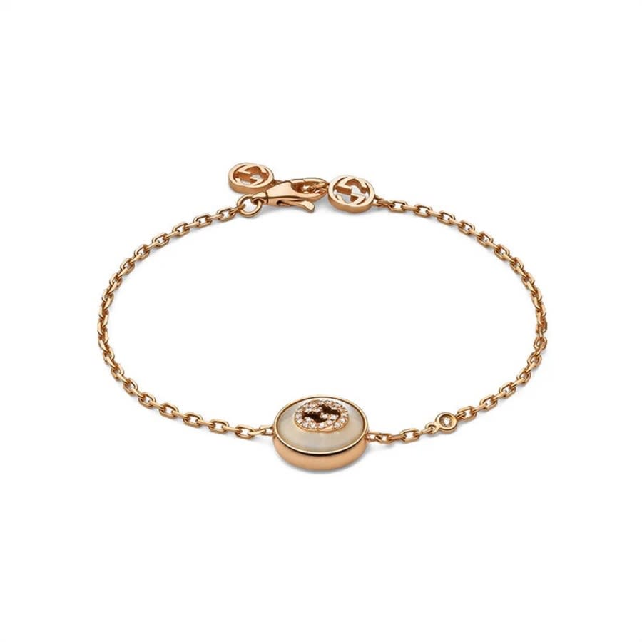 アクセサリー GUCCI interlocking bracelet arabesque Gucci Interlocking 18ct Rose Gold Mother Of Pearl Bracelet
