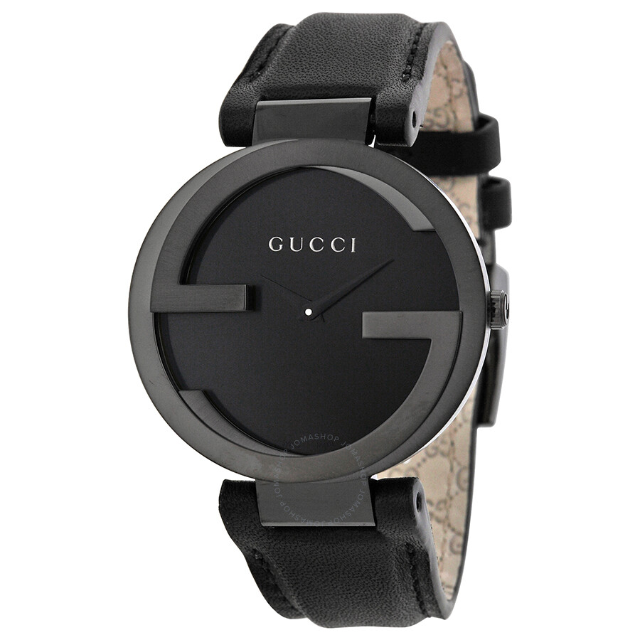 Gucci Interlocking G Black Dial Black Leather Unisex Watch YA133302 ...