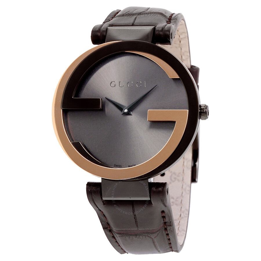 Gucci Interlocking-G Black Dial Brown Leather Ladies Watch YA133304 ...