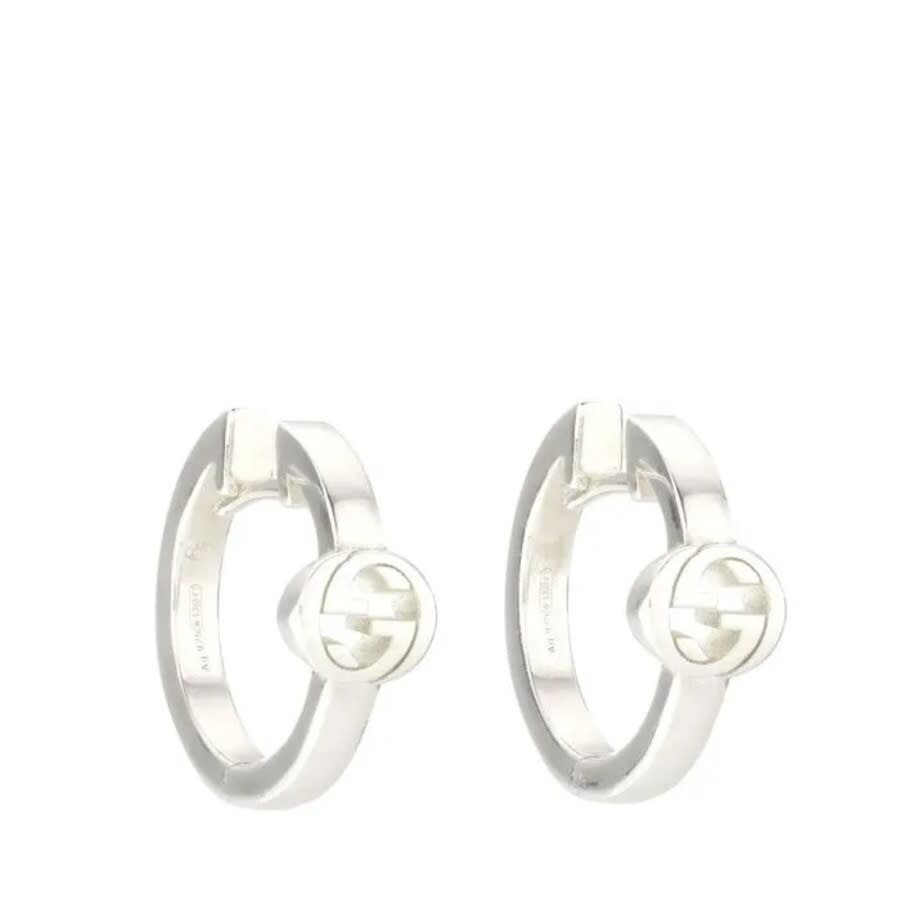 Gucci Interlocking Hoop Earrings In Silver Tone