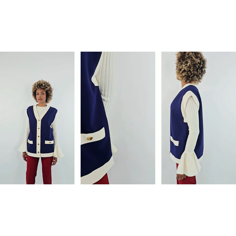 Gucci Ladies Blue Viscose Cady Vest, Brand Size 36 (US Size