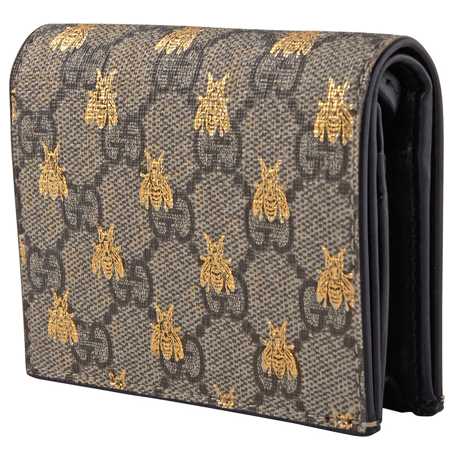 Gucci Ladies GG Supreme Bees Card Case Wallet 508757 9F26G 8319