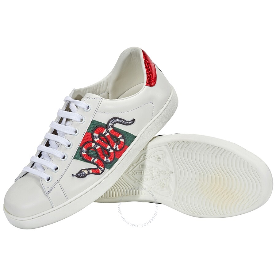 Gucci Men�s New Ace White Sneakers Snake, Brand Size 5 (US