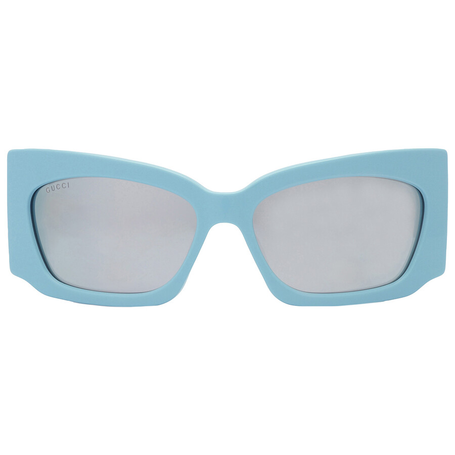 Gucci Silver Wrap Ladies Sunglasses Gg1412s 005 62 In Blue / Silver