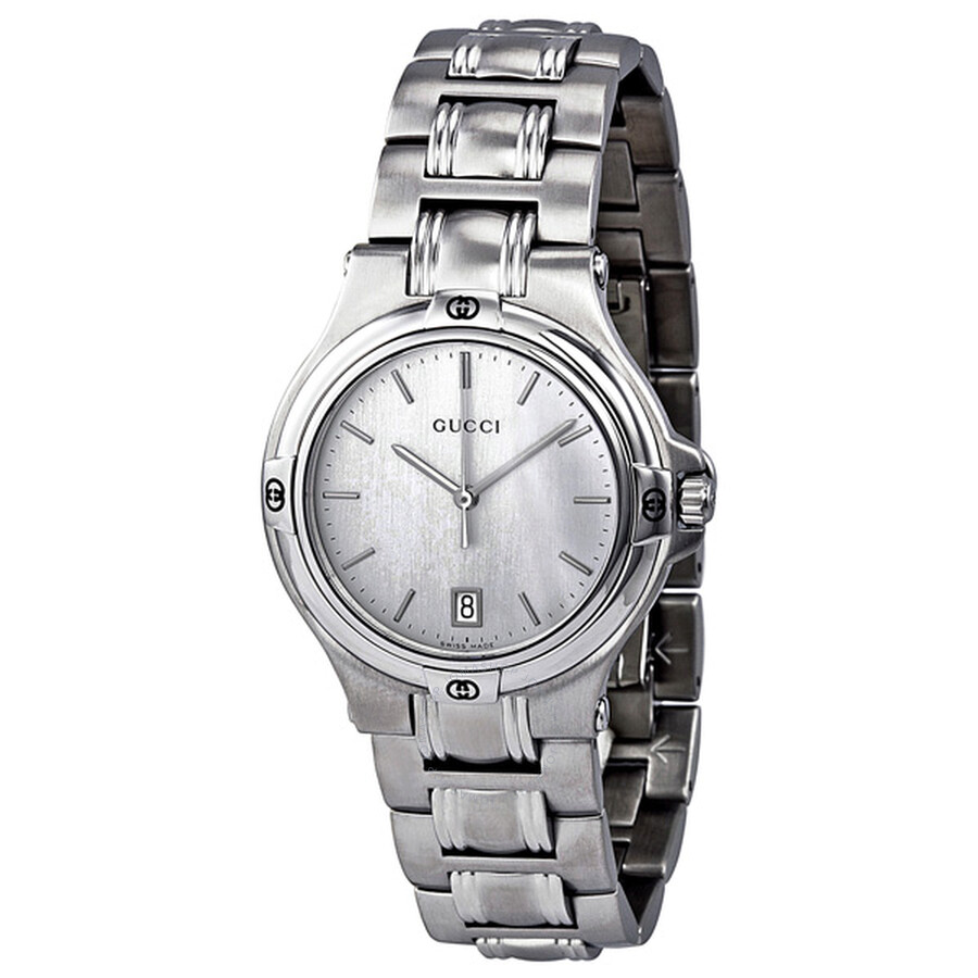 新しいスタイル Gucci Silver/White Dial Stainless Steel Men's Watch YA090318 時計