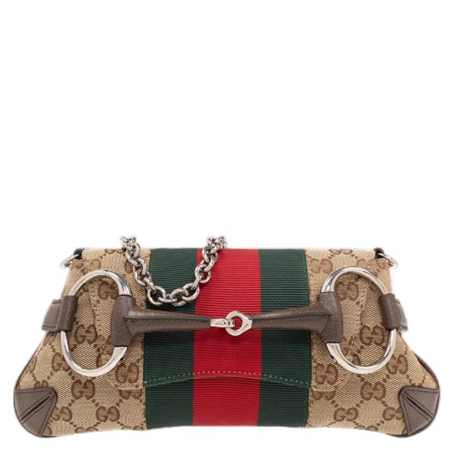 Gucci Small GG Canvas Horsebit Chain Shoulder Bag 764339 FACM2