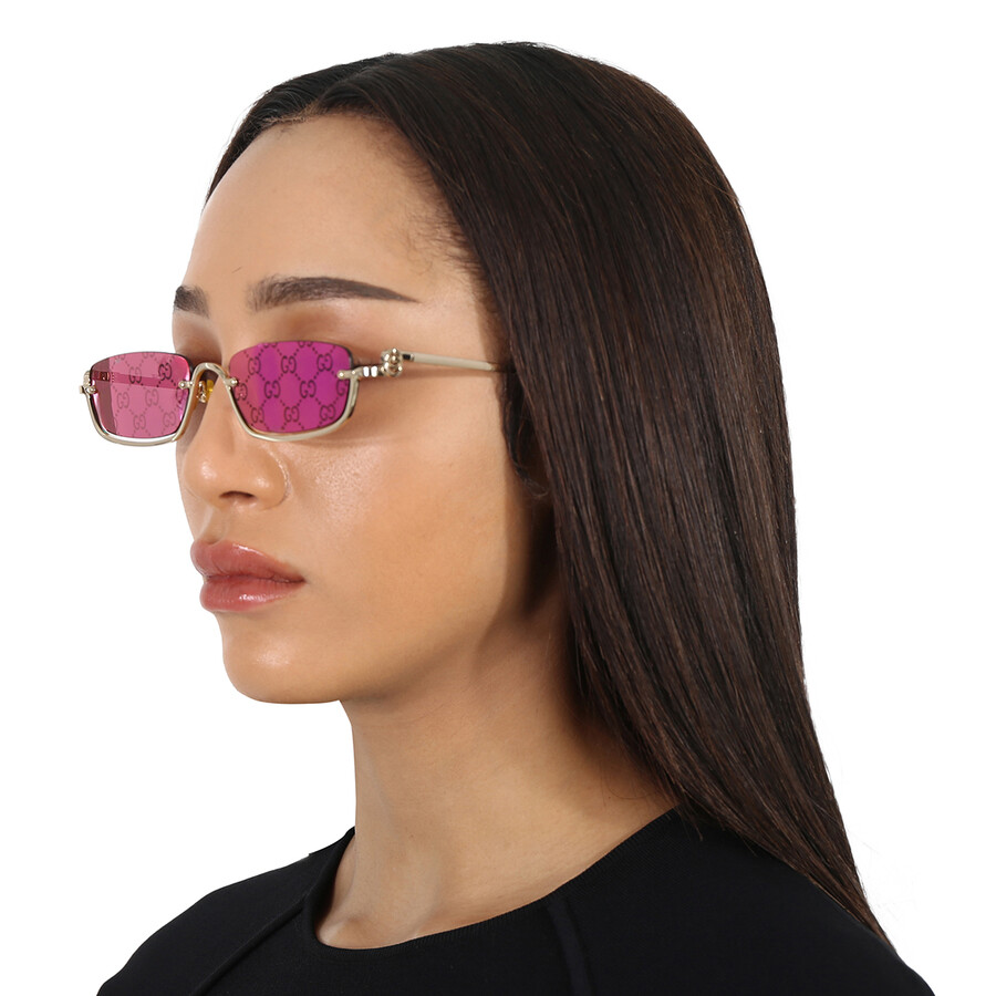 サングラス GUCCI Gucci - GG1278S - 005 (GG1278S 005 GOLD GOLD VIOLET) NEW GUCCI GG1278S 005 RECTANGULAR GOLD VIOLET WOMEN