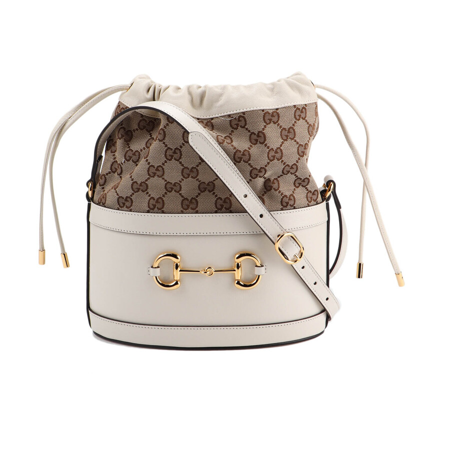 Gucci White Ladies Horsebit 1955 Bucket Bag 602118 1DBUG 9095
