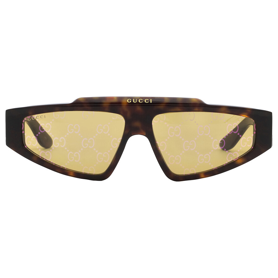 Gucci Yellow Logo Browline Unisex Sunglasses GG1591S 002 58