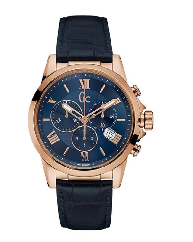 Guess Pinnacle Chronograph Quartz Blue Dial Blue Leather Strap Watch For Men - W0673G2