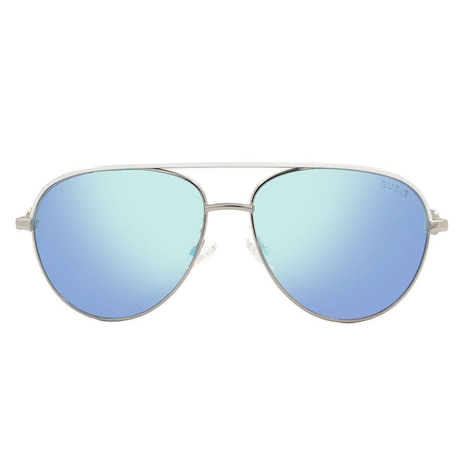 Guess Factory Blue Mirror Pilot Ladies Sunglasses GF0287 06X 57  