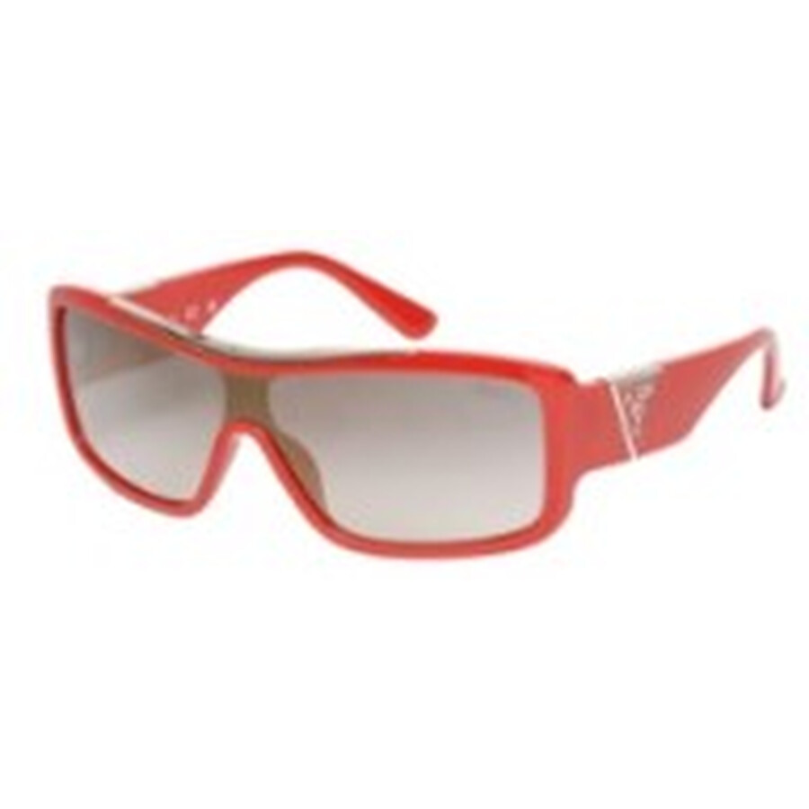 Guess Factory Smoke Mirror Shield Ladies Sunglasses Go00035 66c 00 In Orange
