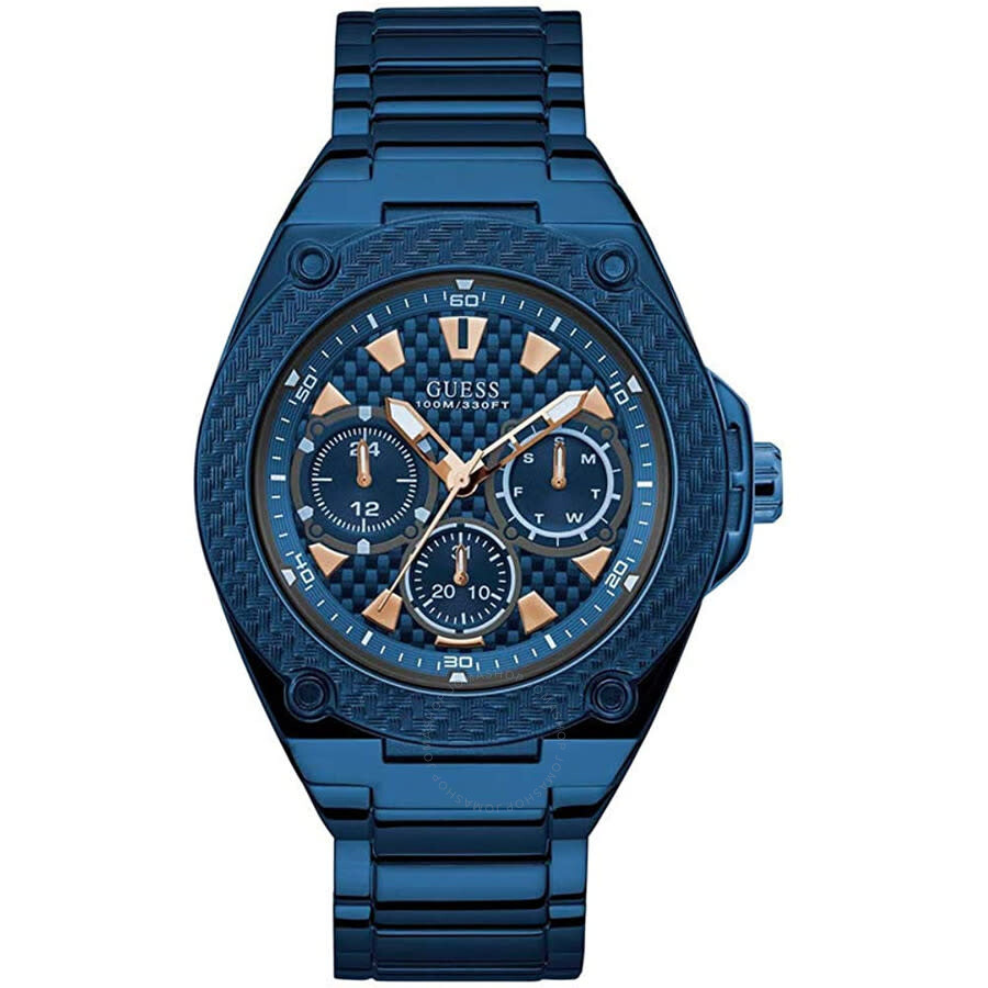 Shop Guess Legacy Quartz Blue Dial Men's Watch W1305g4 In Blue / Gold Tone / Rose / Rose Gold Tone