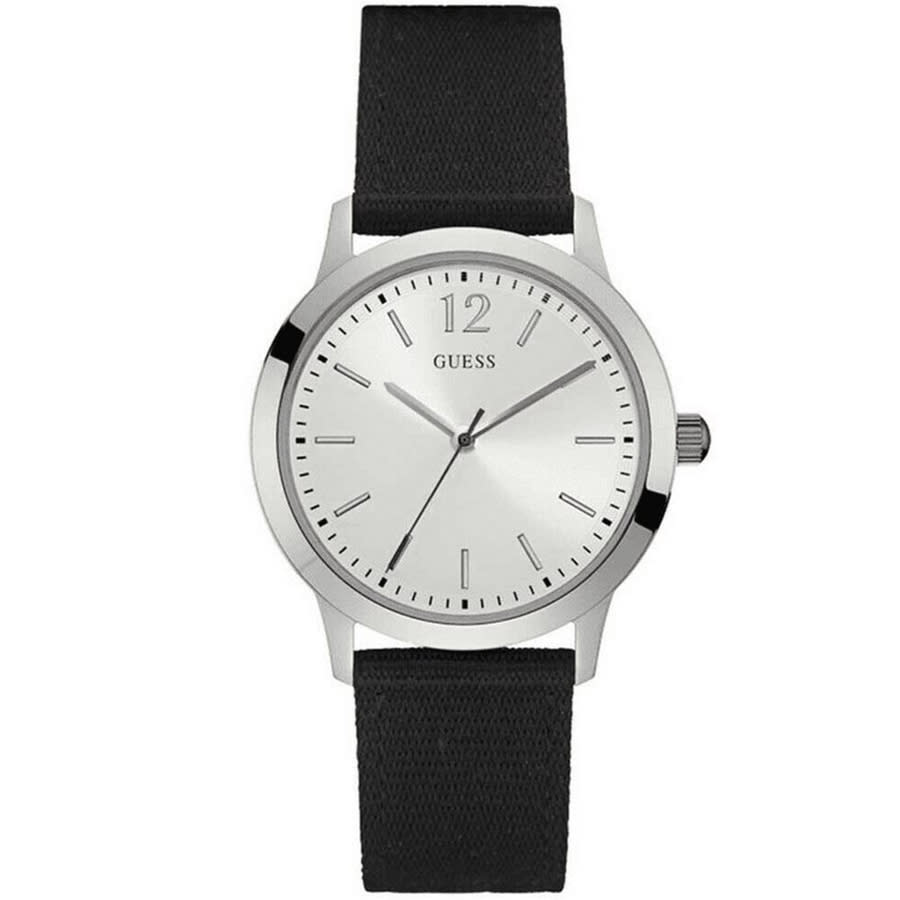Guess Caliber Chronograph White Dial Blue Rubber Strap Watch for Men - W0864G6